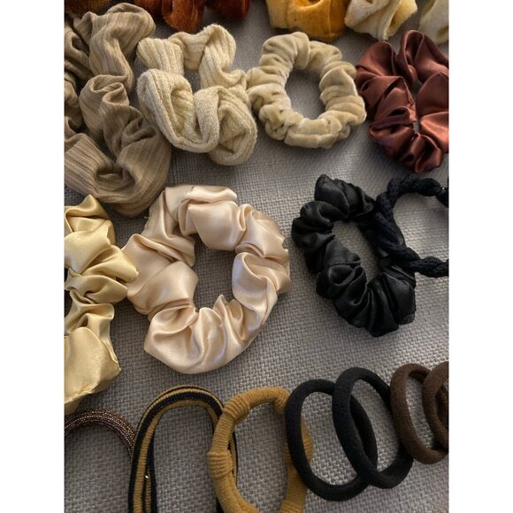 Hair Scrunchie Tie Neutral Color Assorted Bundle Set of 50 - Picture 7 of 11